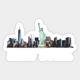 New York Skyline in Colour with Text Sticker